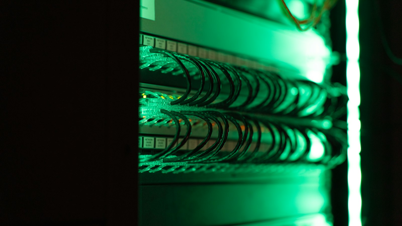 Server room with rows of data servers