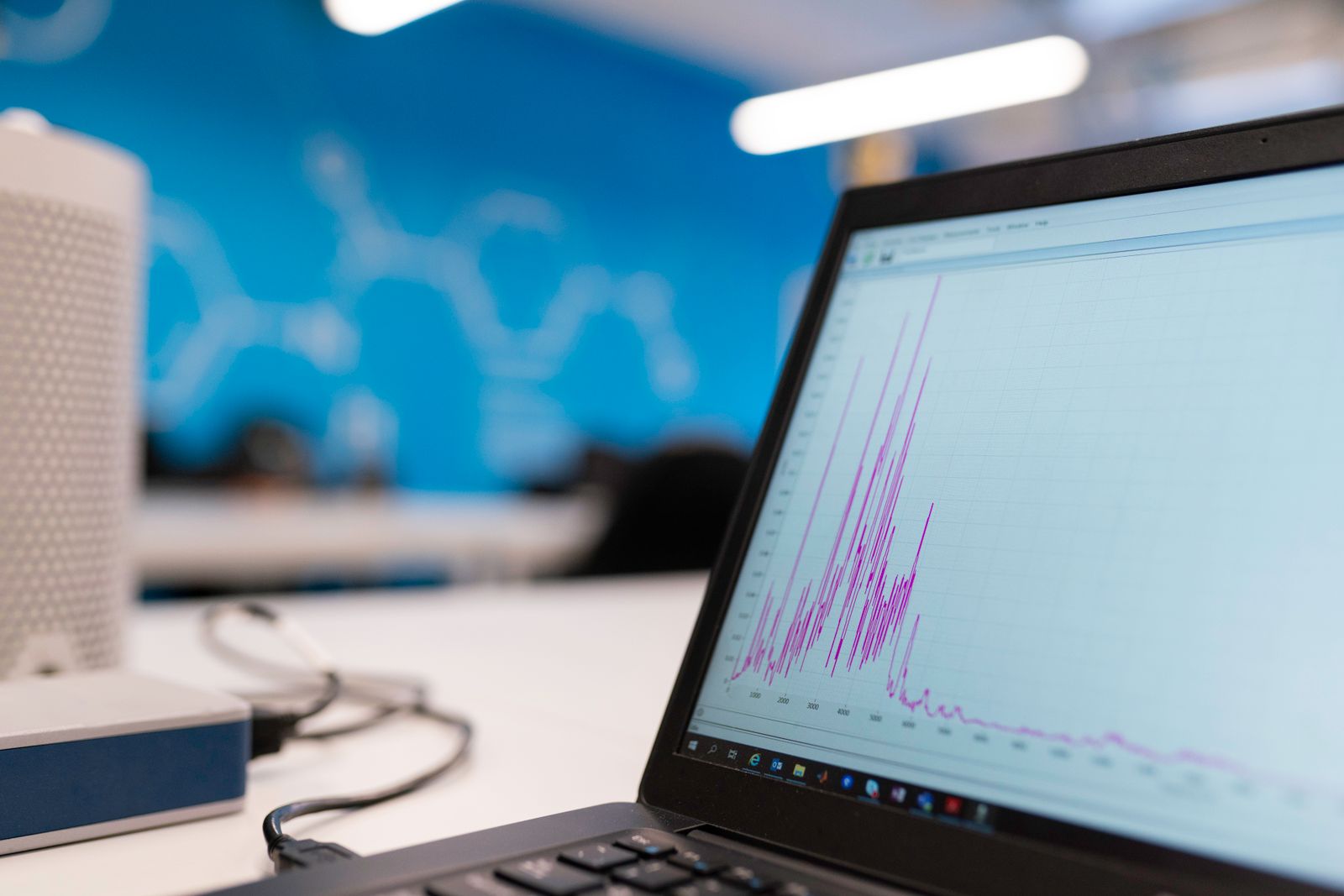 Laptop screen showing a data and analytics dashboard